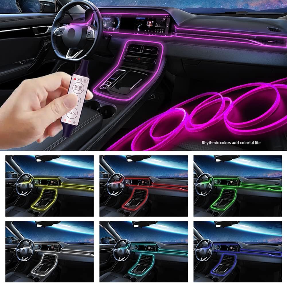 Tira de luz ambiente multifuncional 7 colores RGB para coches