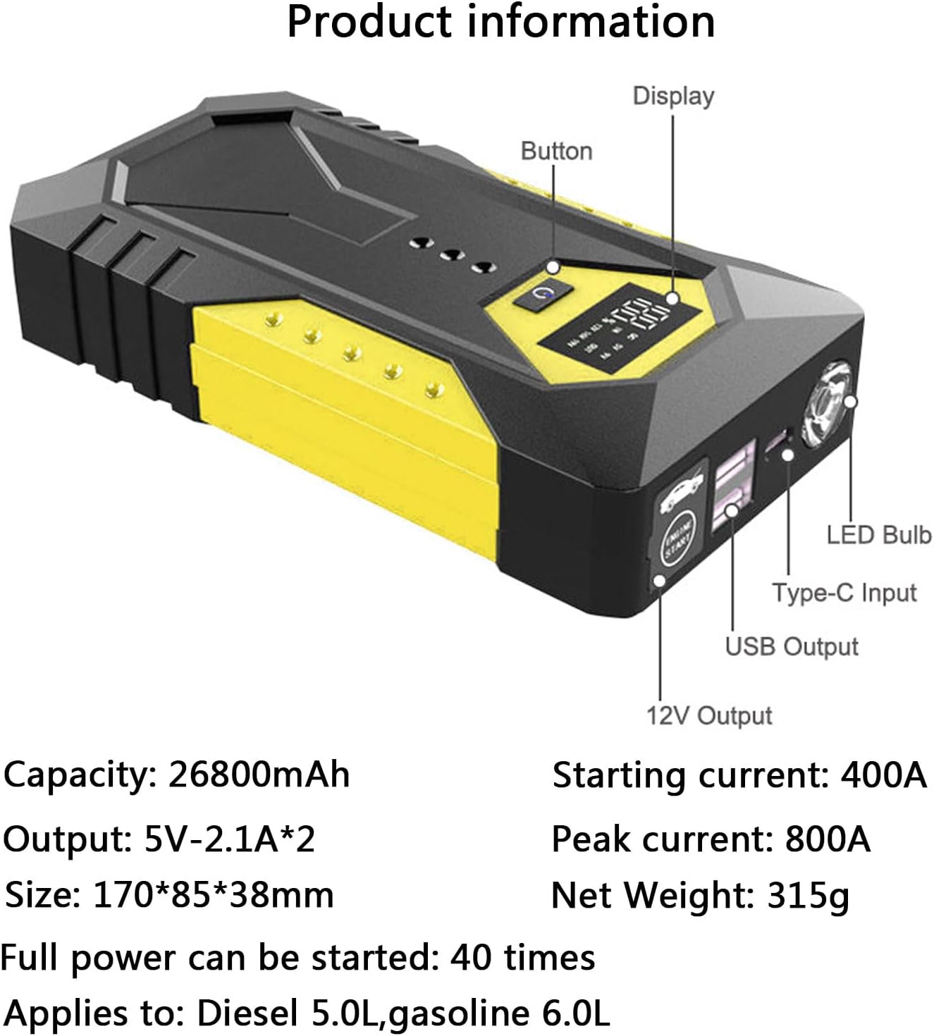 Arrancador de batería de coche (12V)